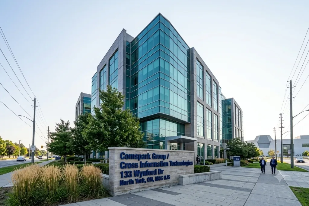 Comspark Group office building at 133 Wynford Dr, North York, Ontario, Canada
